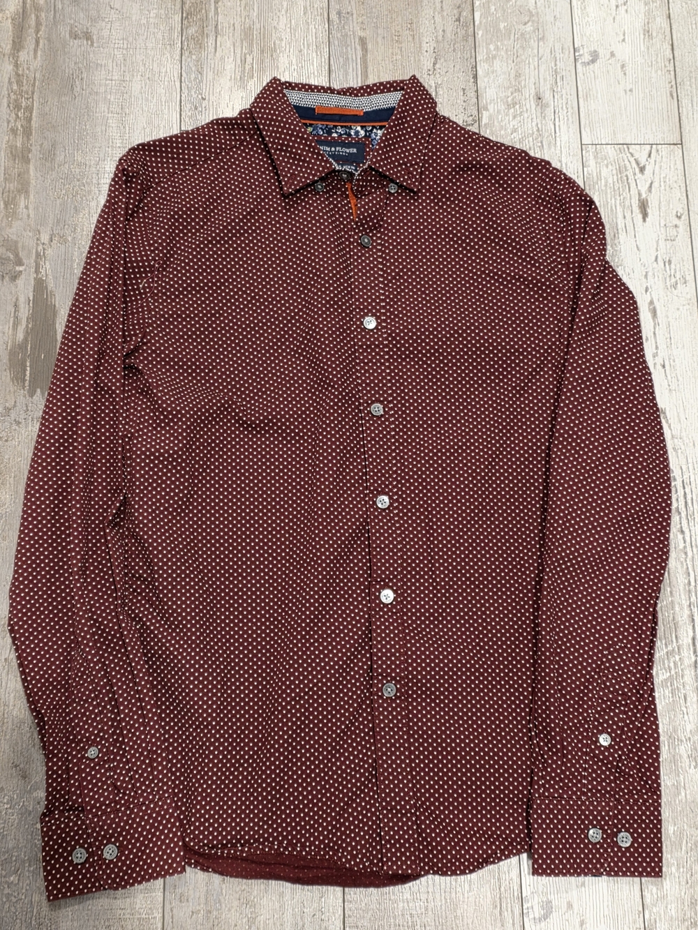 Slim Fit Burgundy Dot Button-Up Shirt